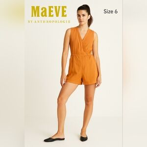 Maeve by Anthropologie Women’s Sleeveless Wrap Romper Mustard – Size 6